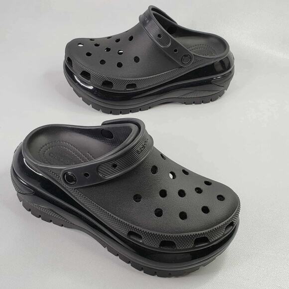 Crocs Mega Crush Clogs Women’s Size 9 All Black Platform Men’s Size 7 - Picture 1 of 9